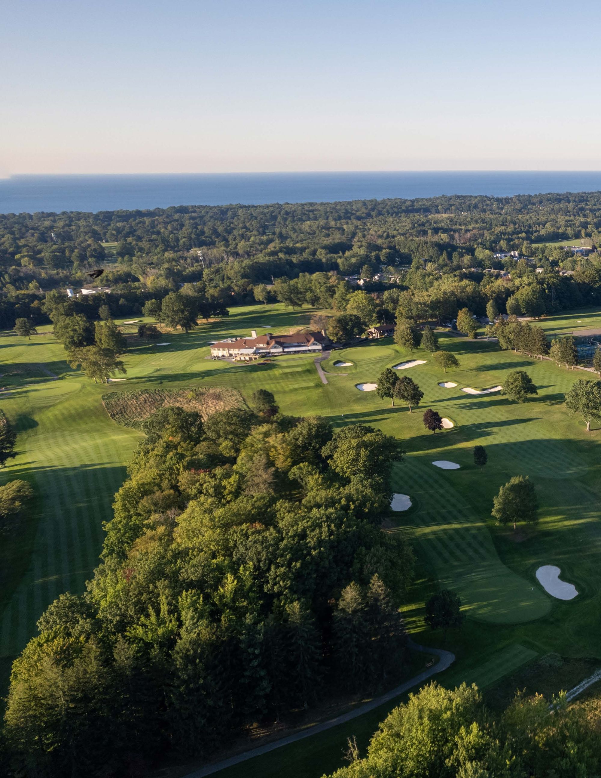 Aerial view of the Kahkwa course and clubhouse