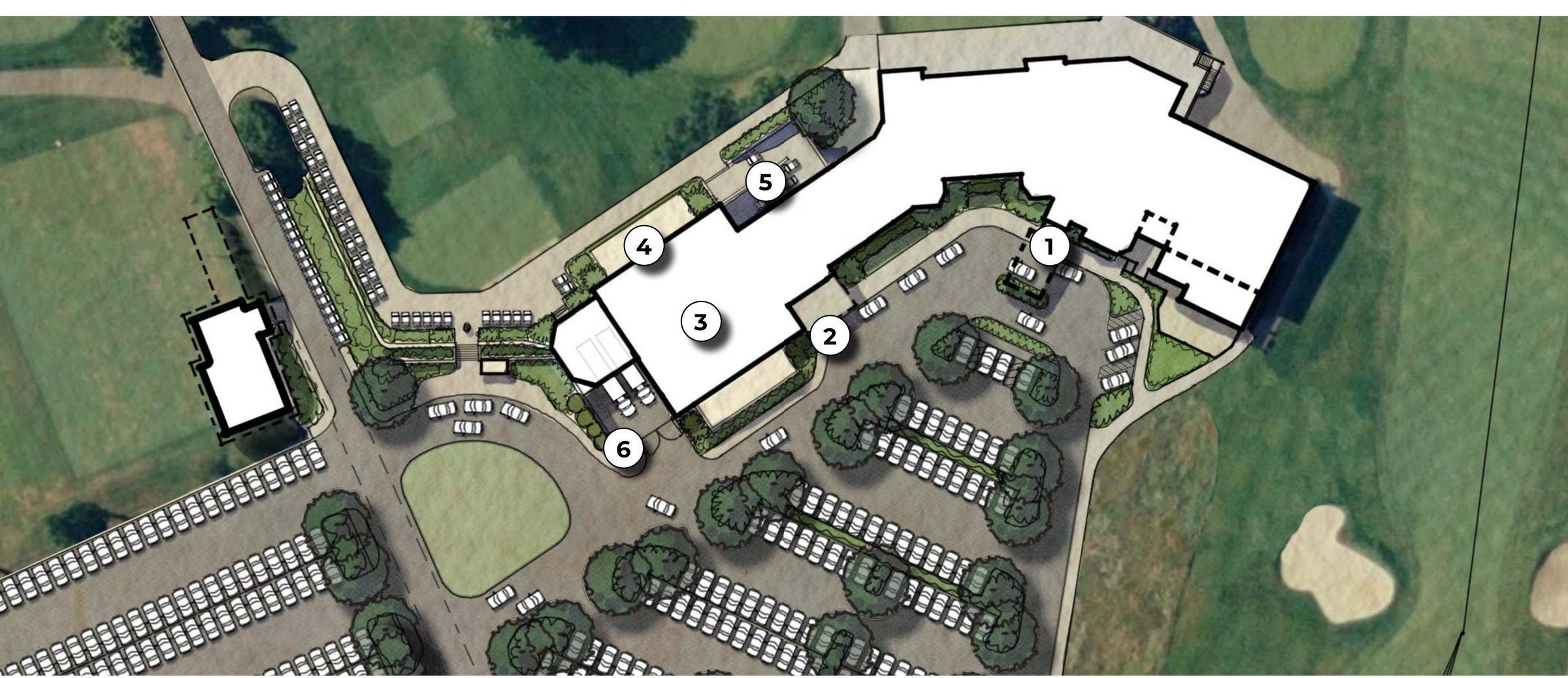 Clubhouse, drive and parking plan